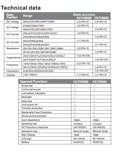 مولتی متر دیجیتال ویکتور VICTOR 88C