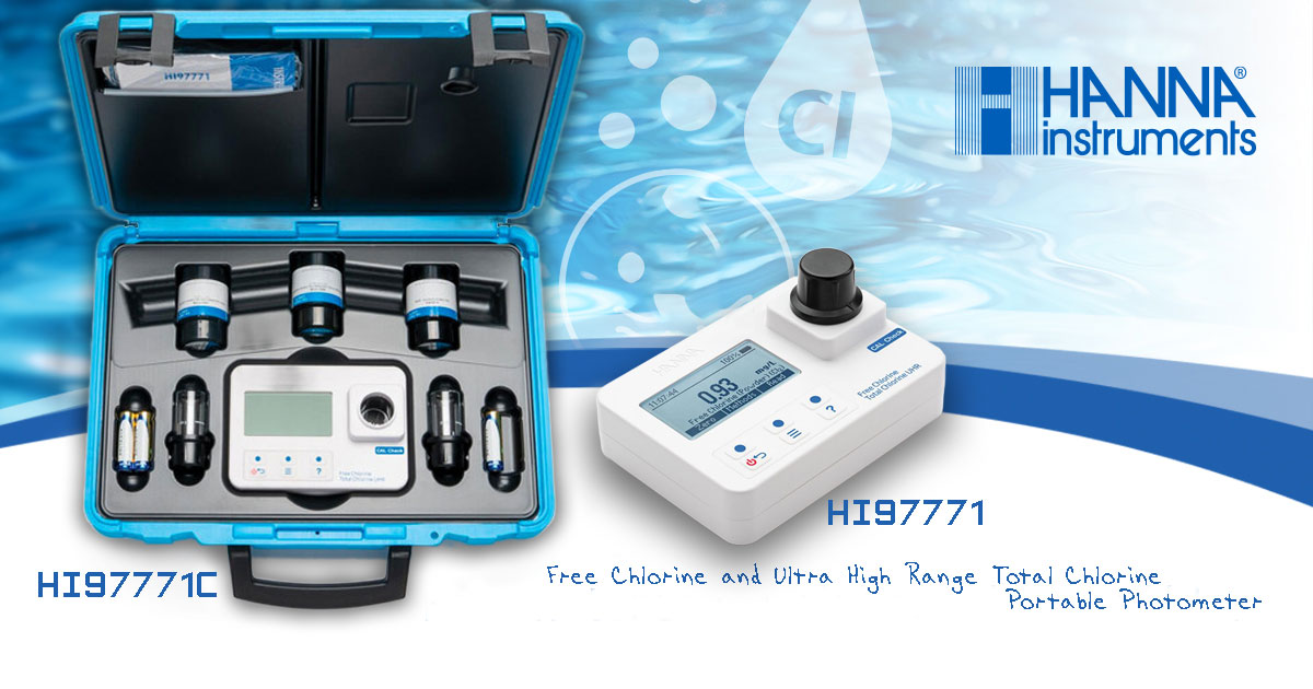 Free Chlorine and Ultra High Range Total Chlorine Portable Photometer - HANNA HI97771