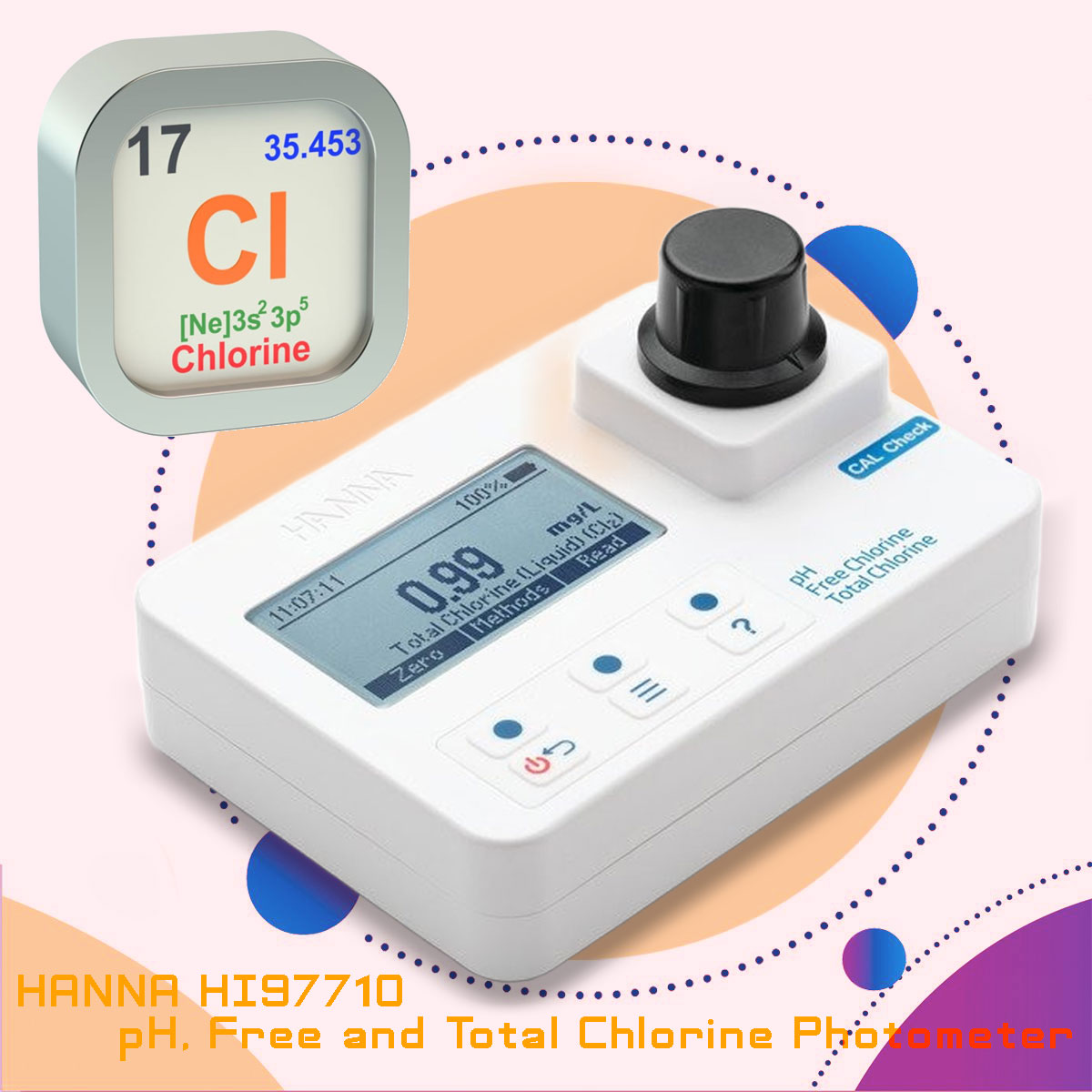 فتومتر قابل حمل آزمایشگاهی کلر هانا آمریکا مدل HANNA HI97710