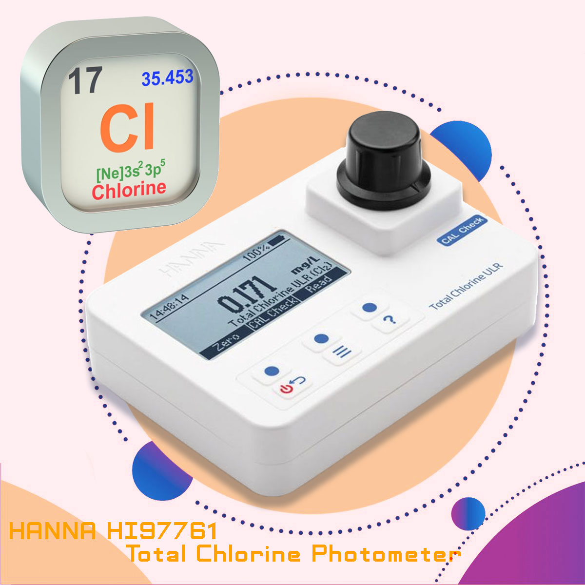 فوتومتر پرتابل آزمایشگاهی کلر کل هانا آمریکا مدل HANNA HI97761